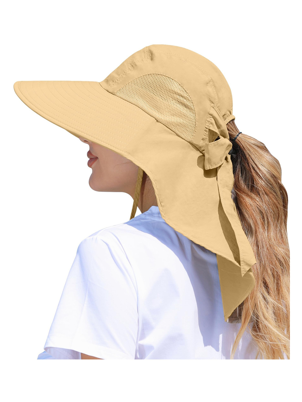Womens Sun Hat Outdoor UV Protection Wide Brim Fishing | Sun Hat-Khaki | Size OS